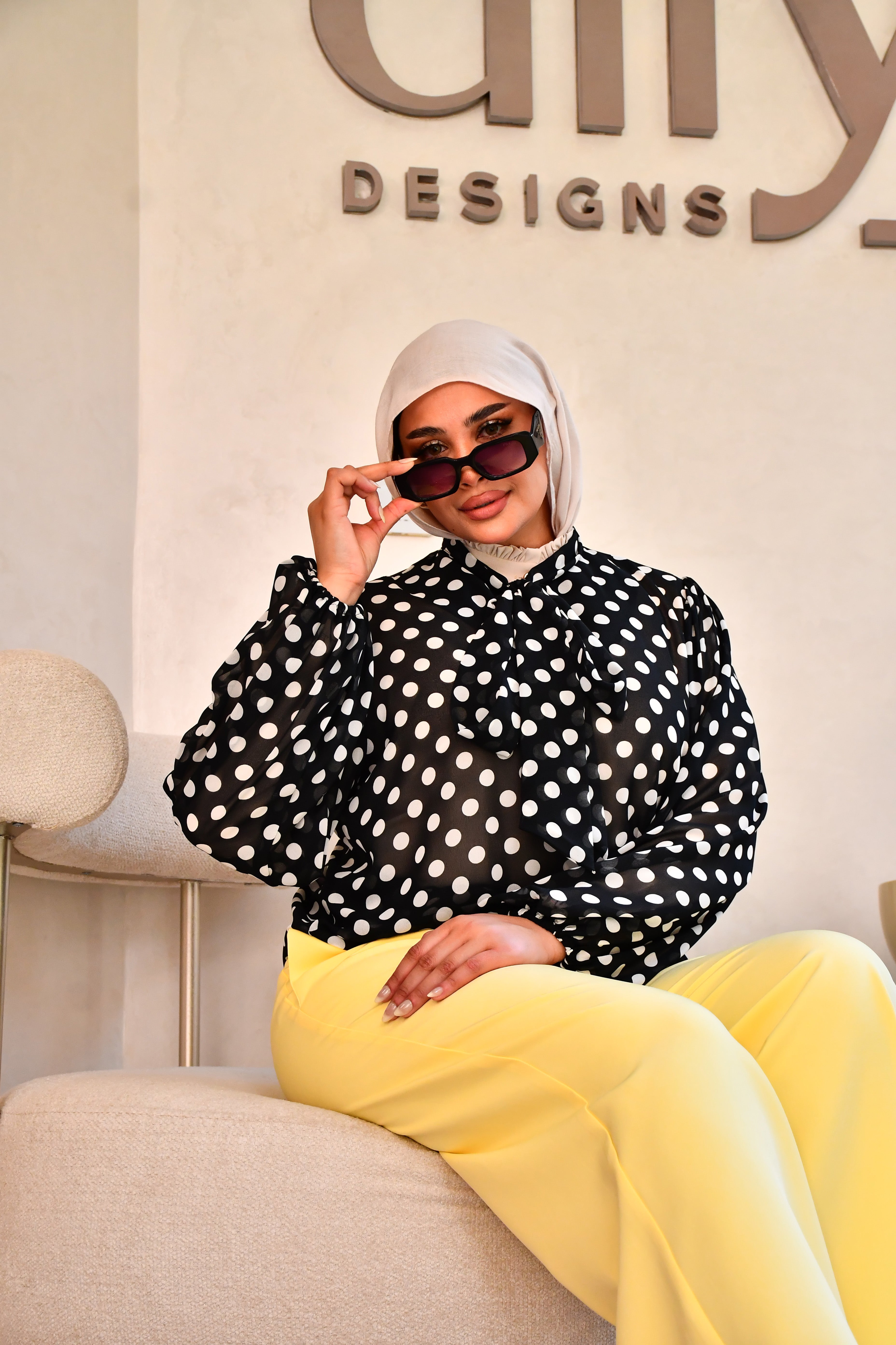 Polka Tie Blouse