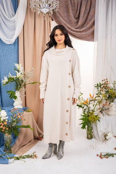 Button Dress -Beige