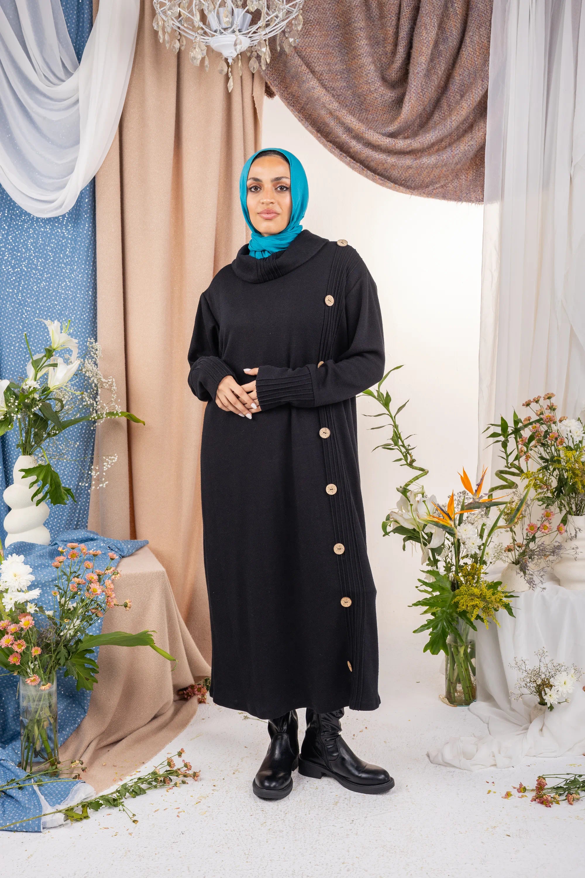 Button Dress - Black