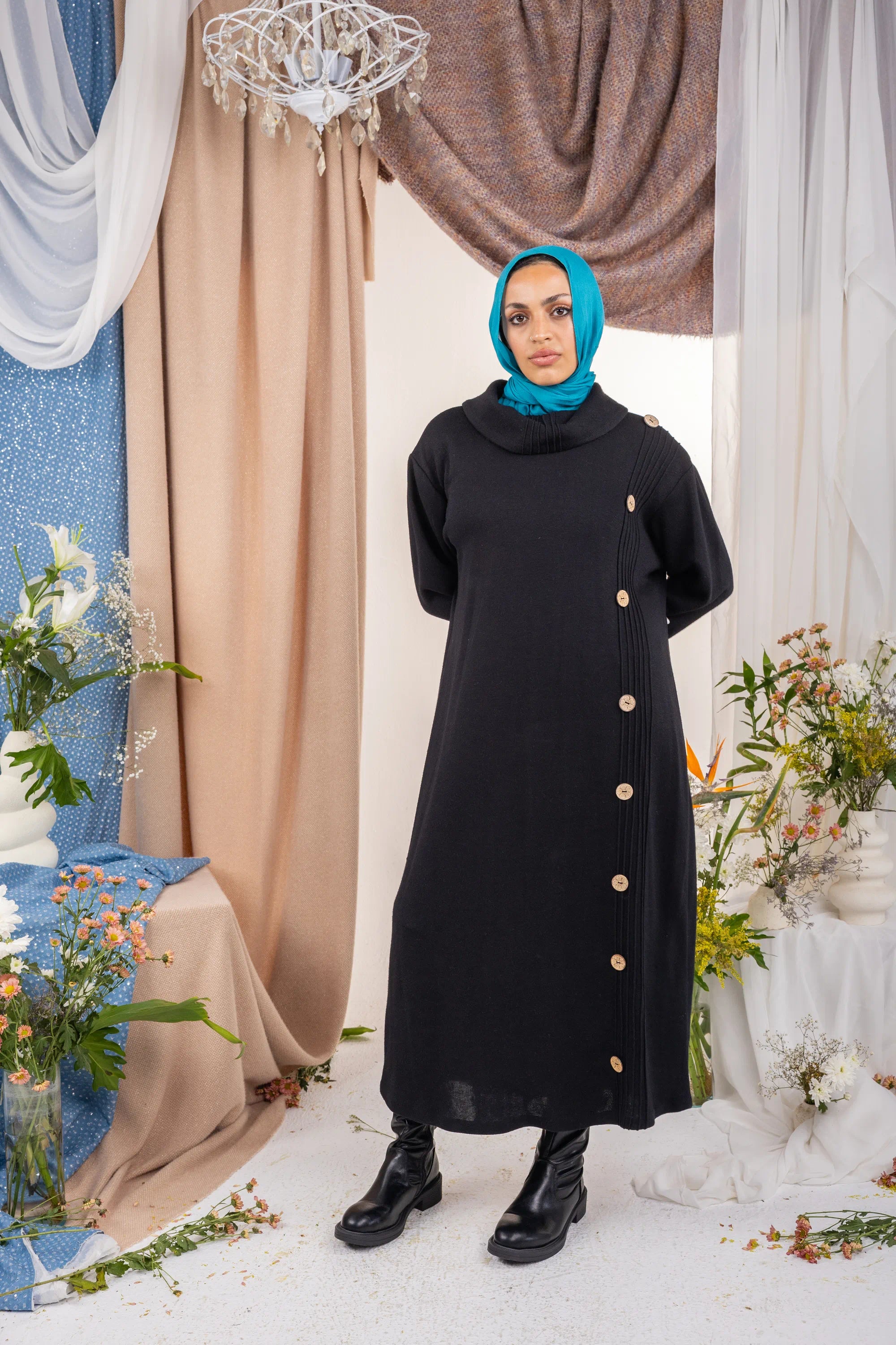 Button Dress - Black