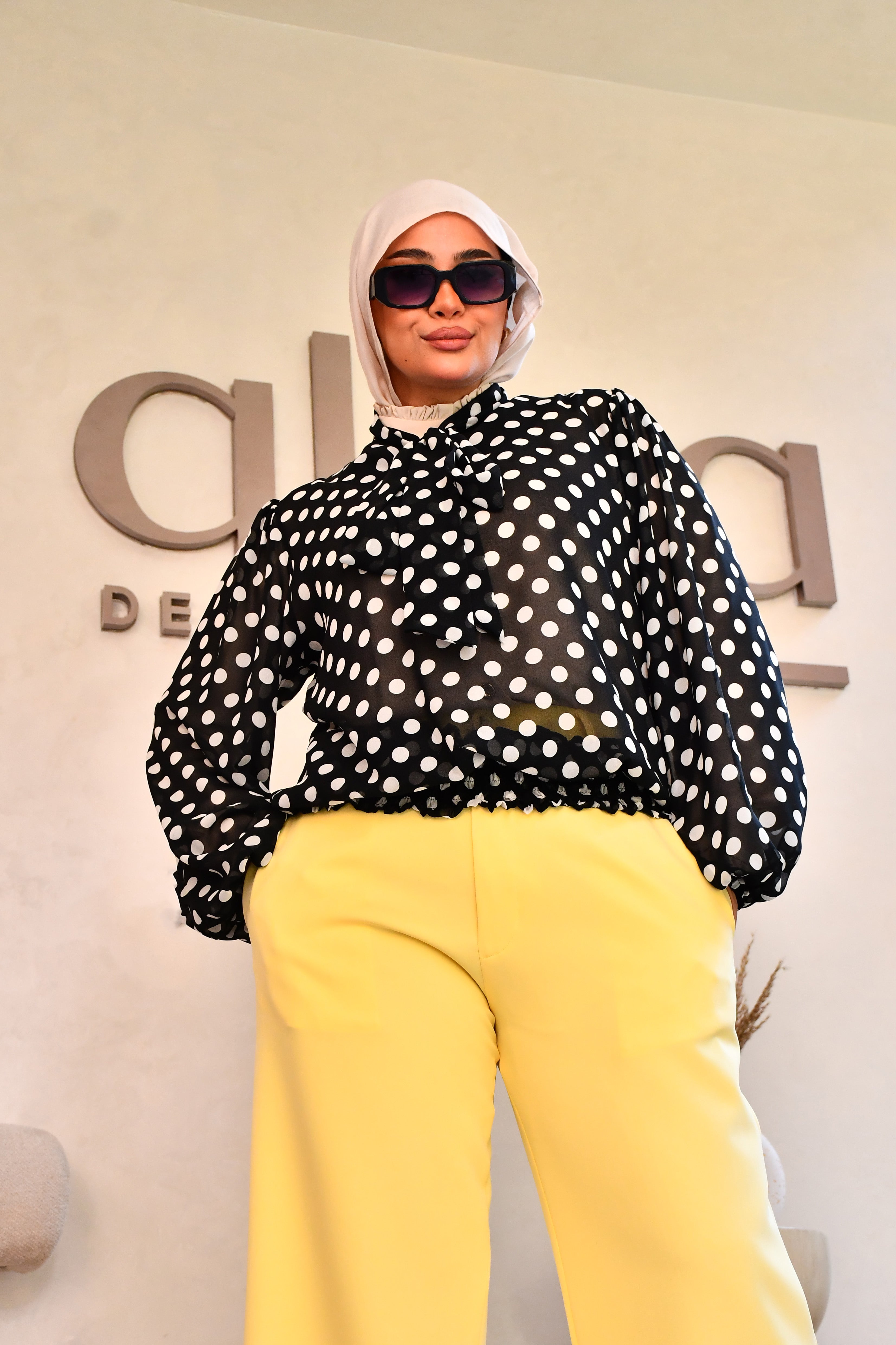 Polka Tie Blouse