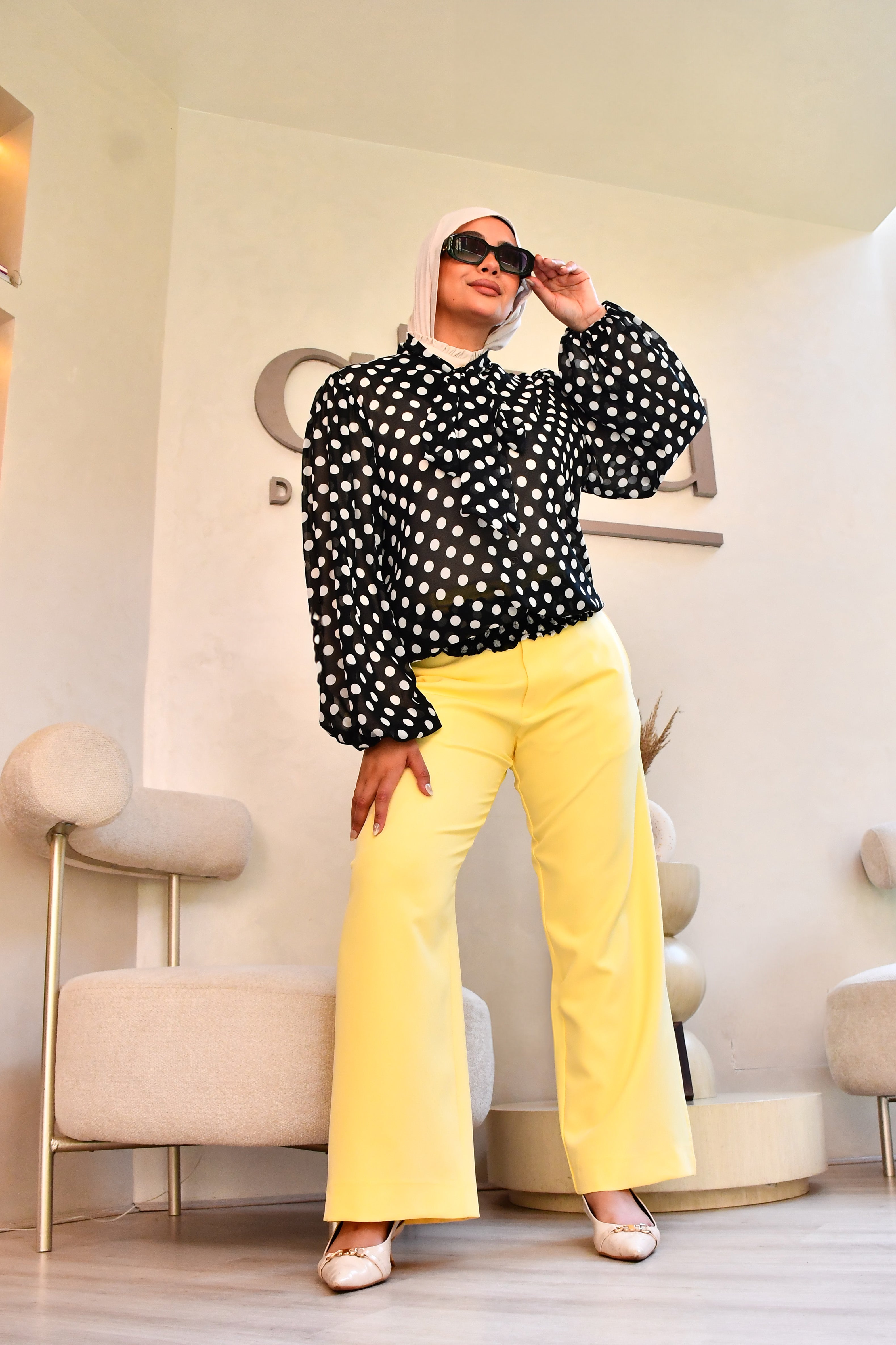 Polka Tie Blouse