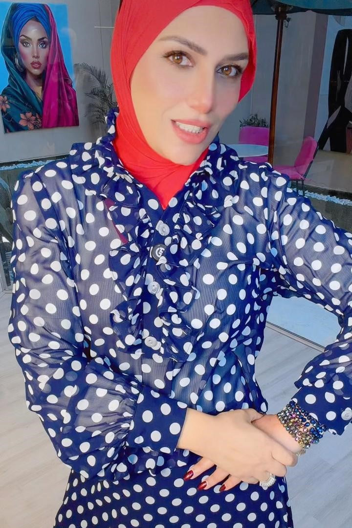 Navy Dot Chiffon Blouse