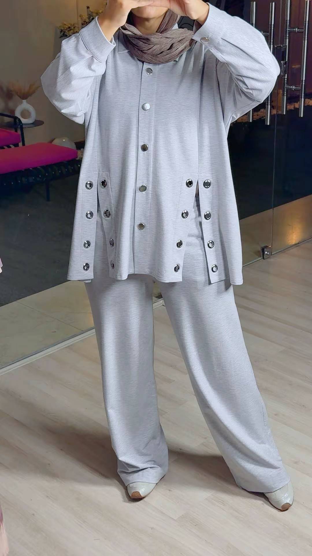 Silver Button Lace Set