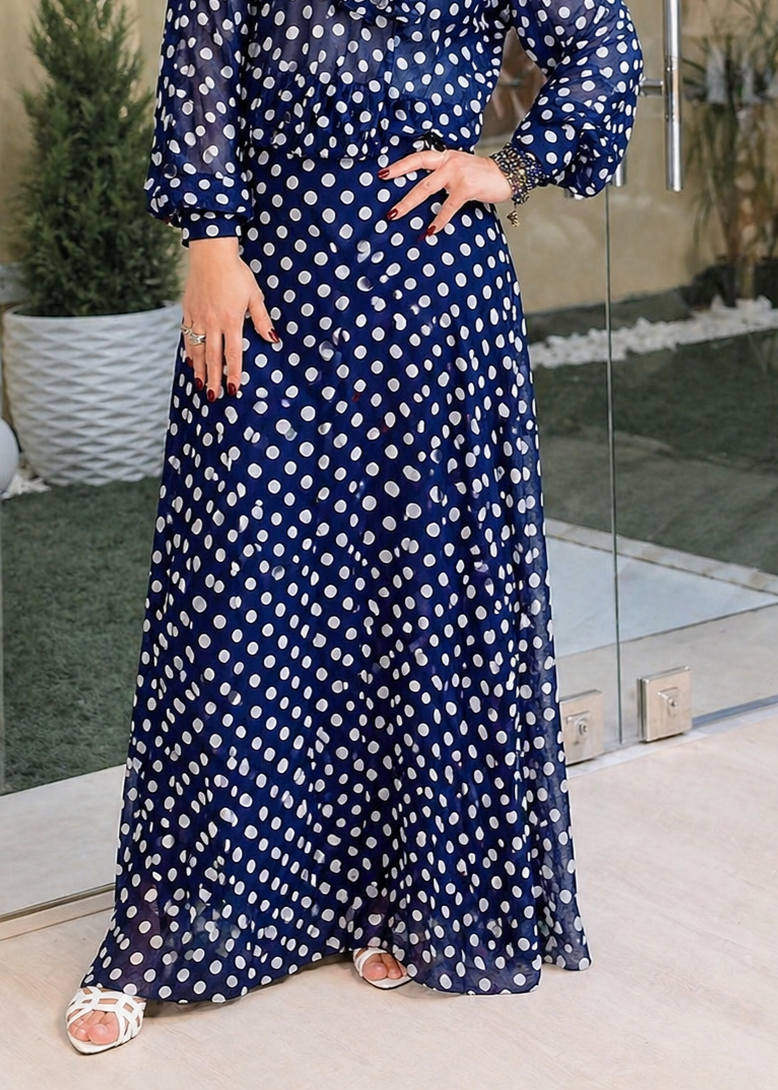 Navy Dot Chiffon Skirt