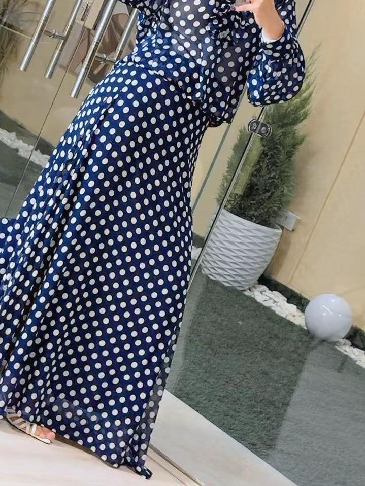 Navy Dot Chiffon Skirt